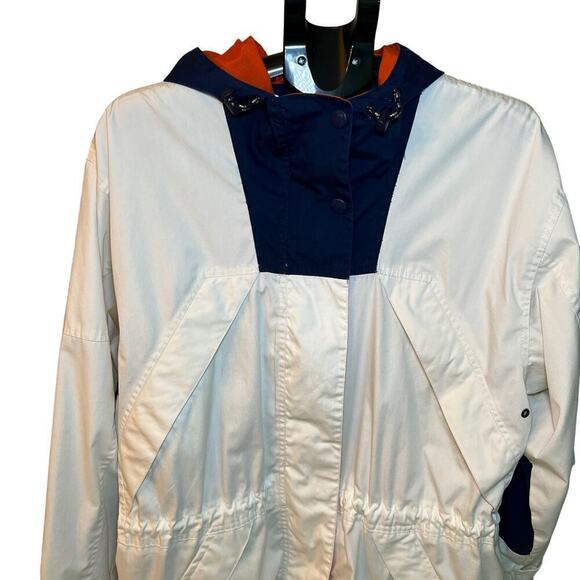 Pacific Trail Outerwear Unisex Utility Jacket Size L White/Navy/Orange Zip Hood - Picture 2 of 15